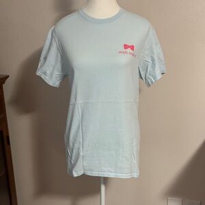 Simply Southern Pastel Blue Tee with Pink Bow Logo